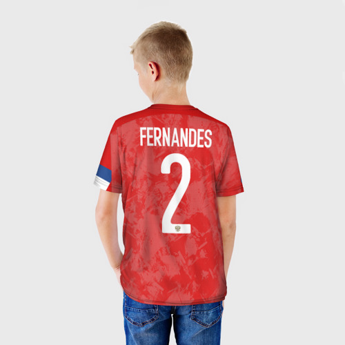 Детская футболка 3D с принтом Fernandes home EURO 2020, вид сзади #2