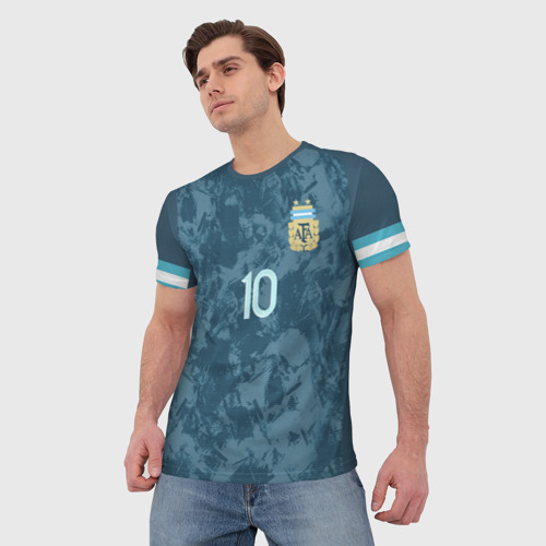 Мужская футболка 3D с принтом Messi away Copa America 2020, фото на моделе #1