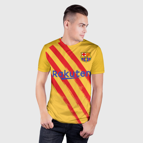 Мужская футболка 3D Slim с принтом Suarez 4-th kit 19-20, фото на моделе #1