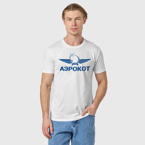 Мужская футболка хлопок с принтом Аэрокот, фото на моделе #1