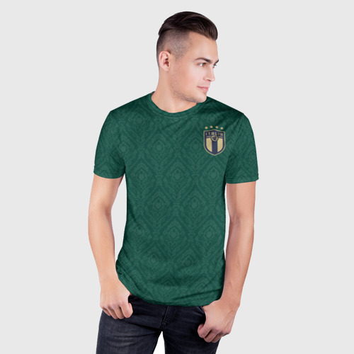 Мужская футболка 3D Slim с принтом Italy home EURO 2020, фото на моделе #1