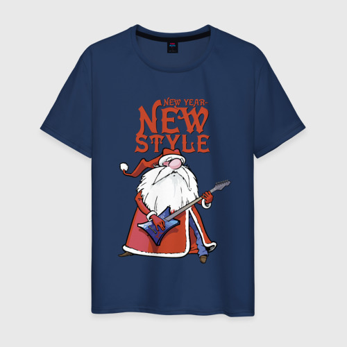 Мужская футболка хлопок с принтом New Year - new style!, вид спереди #2