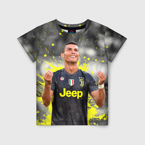 Детская футболка 3D с принтом Криштиану Роналду Juventus, вид спереди #2