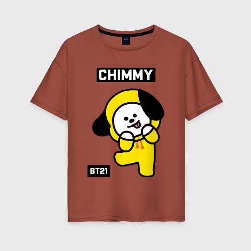 Женская футболка oversize с принтом CHIMMY BT21, вид спереди #2