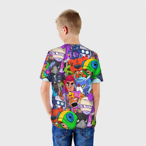 Детская футболка 3D с принтом Бравлеры классические - pattern, вид сзади #2