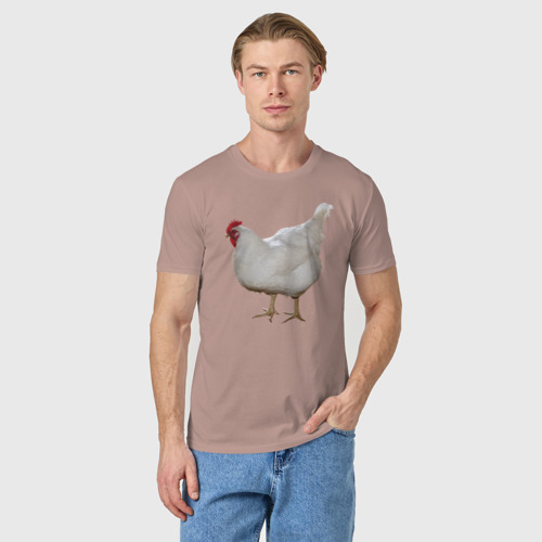 Мужская футболка хлопок с принтом Белая курица, фото на моделе #1