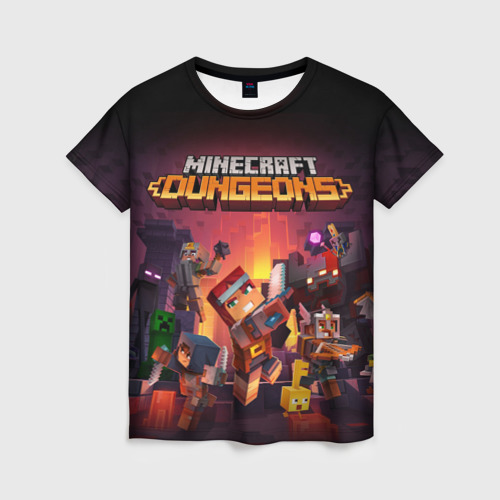 Женская футболка 3D с принтом Minecraft Dungeons, вид спереди #2