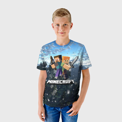 Детская футболка 3D с принтом Minecraft Майнкрафт, фото на моделе #1