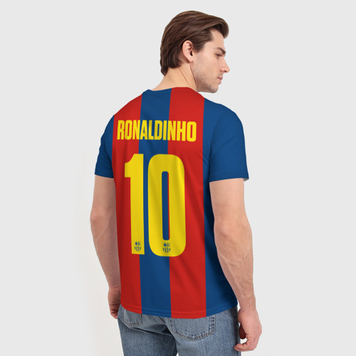 Мужская футболка 3D с принтом Роналдиньо Ретро, вид сзади #2
