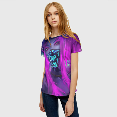 Женская футболка 3D с принтом Акали, фото на моделе #1