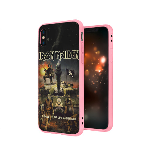 Чехол для iPhone X матовый с принтом Iron Maiden, вид сбоку #3