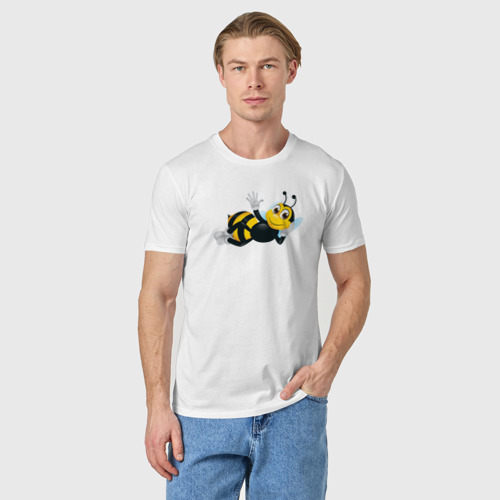 Мужская футболка хлопок с принтом Пчела, фото на моделе #1