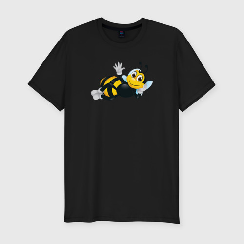 Мужская футболка хлопок Slim с принтом Пчела, вид спереди #2