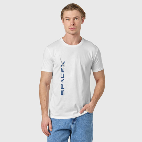 Мужская футболка хлопок с принтом SPACEX - ИЛОН МАСК, фото на моделе #1