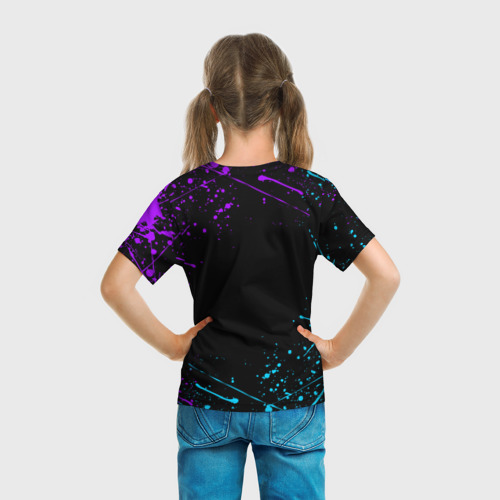 Детская 3D футболка с принтом MARSHMELLO NEON | МАРШМЕЛЛО НЕОН, вид сзади #2