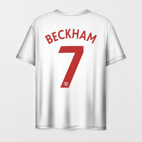 Мужская футболка 3D с принтом Дэвид Бекхэм Англия Ретро, вид сзади #1