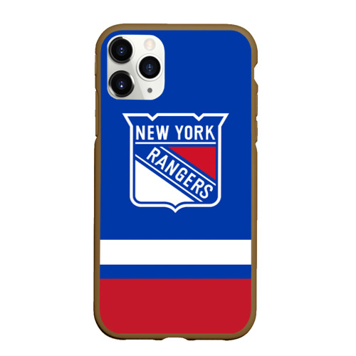 Чехол для iPhone 11 Pro Max матовый с принтом Нью-Йорк Рейнджерс НХЛ, вид спереди #2