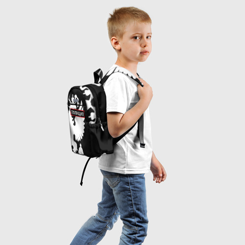 Детский рюкзак 3D с принтом Полиция, вид сзади #1