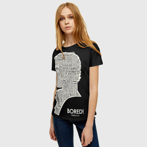 Женская футболка 3D с принтом Bored sherlock, фото на моделе #1