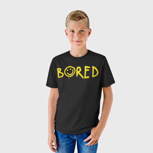 Детская футболка 3D с принтом Sherlock Bored, фото на моделе #1