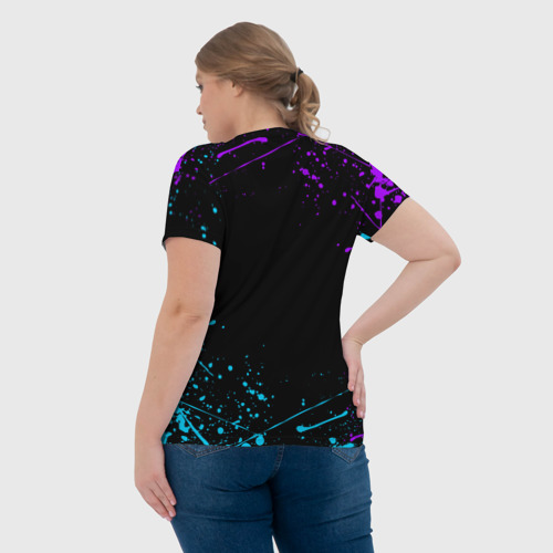 Женская футболка 3D с принтом BRAWL STARS LEON SHARK, вид сзади #2