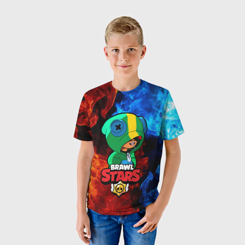 Детская 3D футболка с принтом Brawl Stars LEON, фото на моделе #1