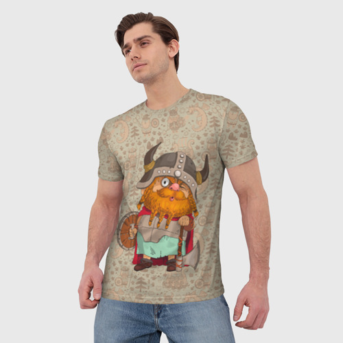 Мужская футболка 3D с принтом Мультяшный викинг, фото на моделе #1