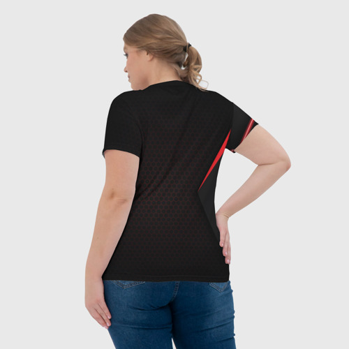 Женская футболка 3D с принтом Mass Effect N7, вид сзади #2