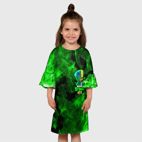 Детское платье 3D с принтом Brawl Stars LEON, вид сбоку #3