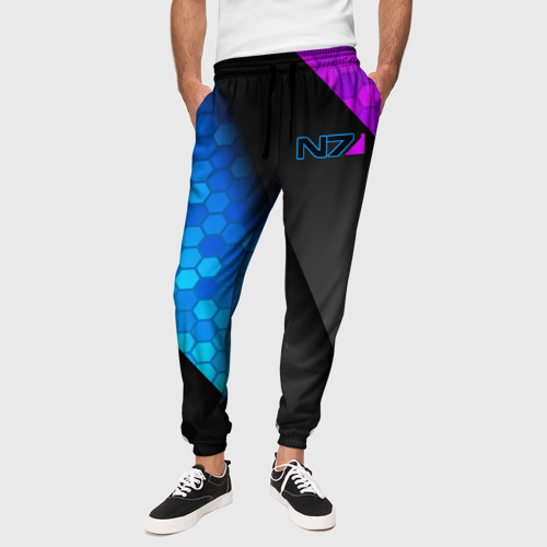 Мужские брюки 3D с принтом Mass Effect N7, вид сбоку #3