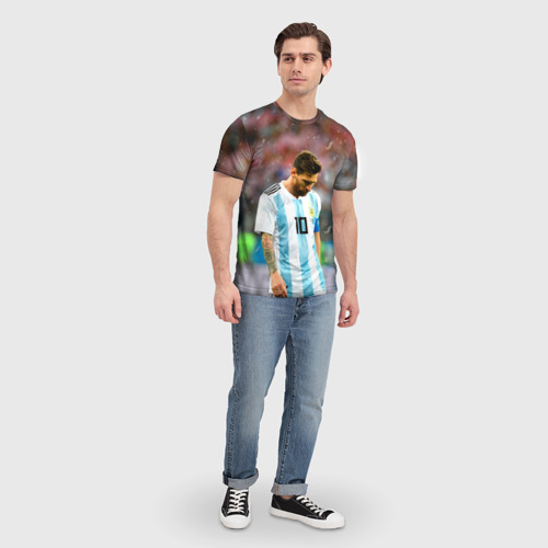 Мужская футболка 3D с принтом Месси Аргентина, вид сбоку #3