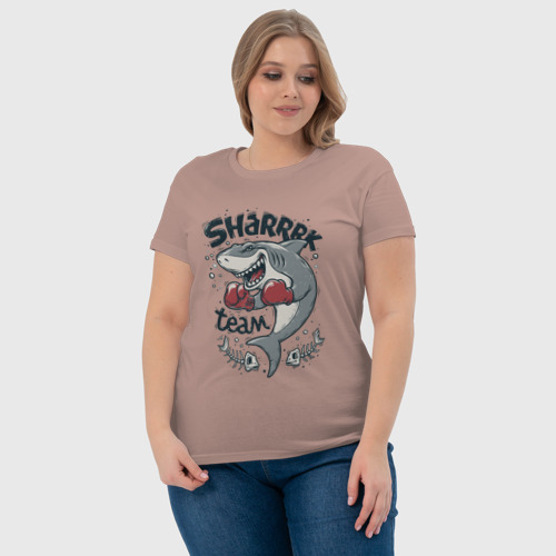 Женская футболка хлопок с принтом Shark Team, фото #4