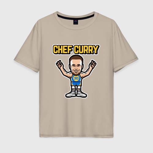 Мужская футболка хлопок Oversize с принтом Chef Curry, вид спереди #2