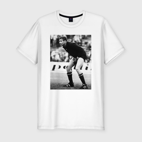 Мужская футболка хлопок Slim с принтом Лев Яшин, вид спереди #2