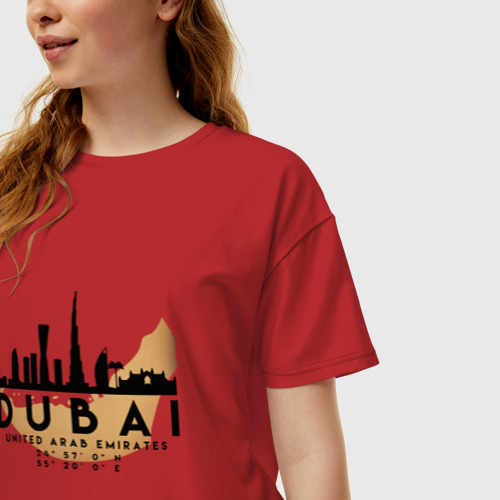 Женская футболка хлопок Oversize с принтом ОАЭ (Дубаи), фото на моделе #1