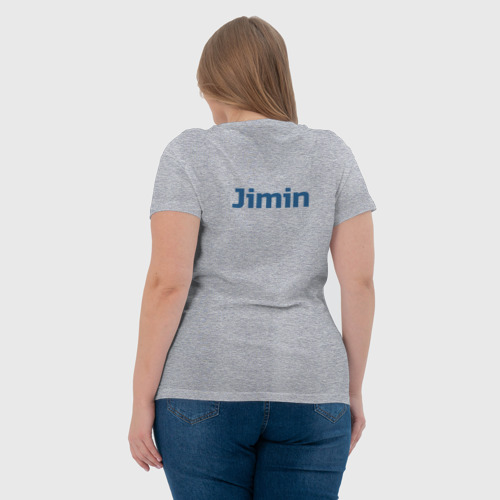 Женская футболка хлопок с принтом Jimin BTS, вид сзади #2
