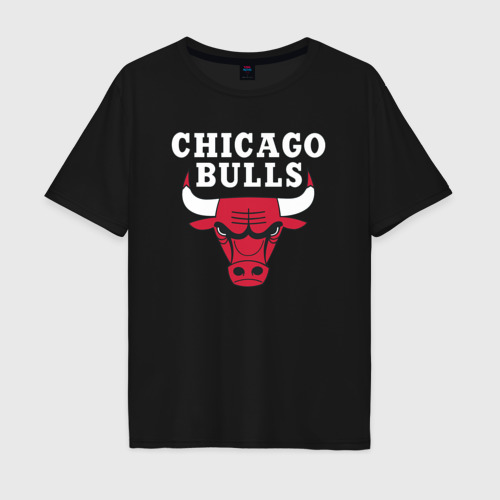 Мужская футболка хлопок Oversize с принтом Chicago bulls, вид спереди #2