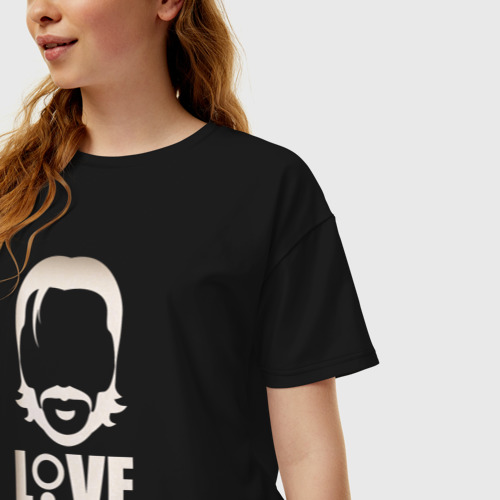 Женская футболка хлопок Oversize с принтом Love Pets, фото на моделе #1