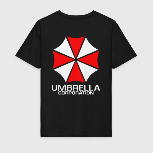 Мужская футболка хлопок с принтом Umbrella Corp Амбрелла на спине, вид сзади #1