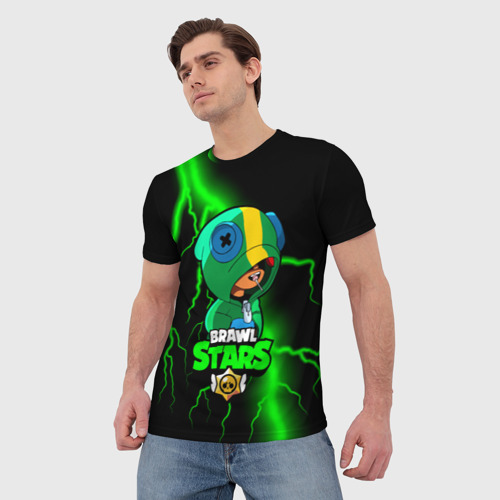Мужская футболка 3D с принтом Brawl Stars LEON, фото на моделе #1