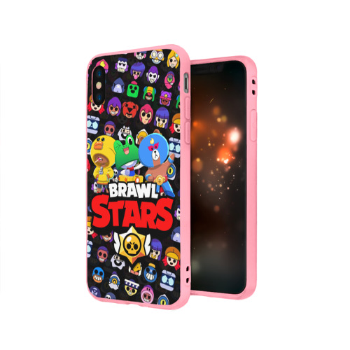 Чехол для iPhone X матовый с принтом BRAWL STARS, вид сбоку #3