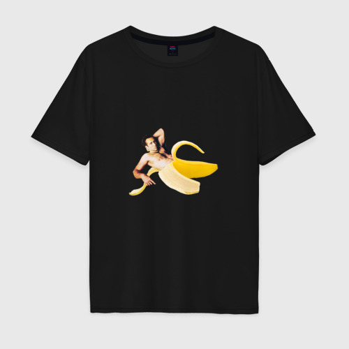 Мужская футболка хлопок Oversize с принтом Николас Кейдж в банане, вид спереди #2