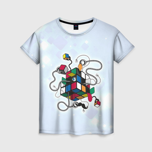Женская футболка 3D с принтом Кубик Рубика, вид спереди #2