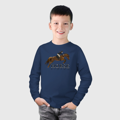 Детский лонгслив хлопок с принтом Horse riding, фото на моделе #1