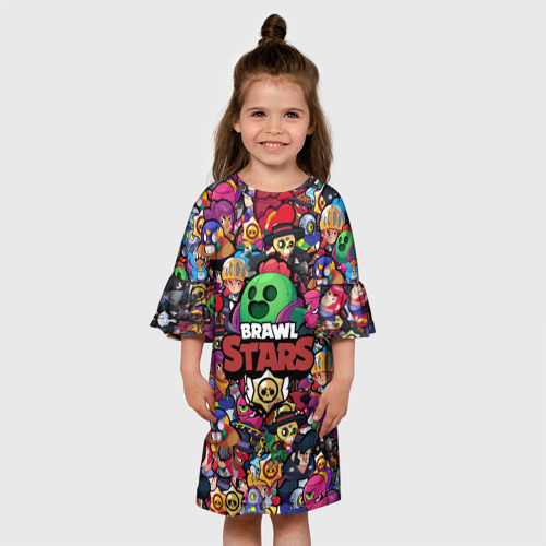 Детское платье 3D с принтом BRAWL STARS SPIKE, вид сбоку #3