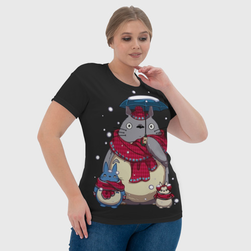Женская футболка 3D с принтом My Neighbor Totoro зонт от снега, фото #4