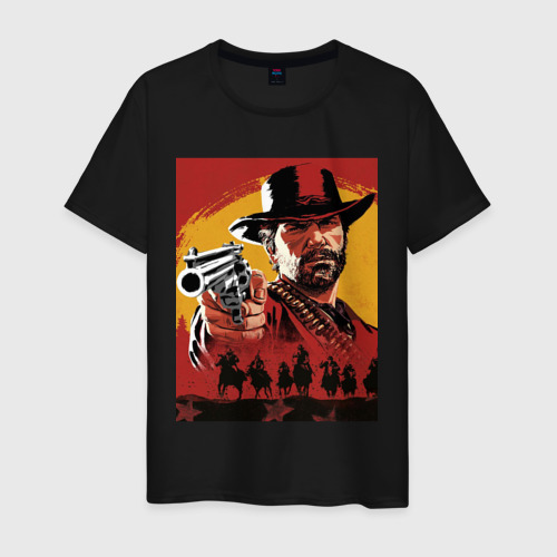 Мужская футболка хлопок с принтом Red dead Redemption 2, вид спереди #2
