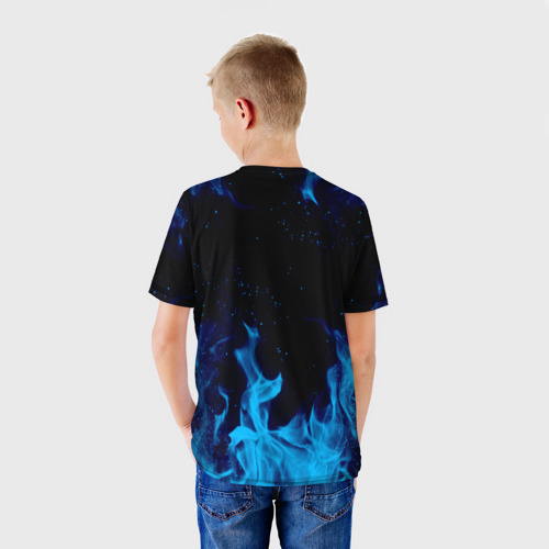 Детская футболка 3D с принтом BRAWL STARS LEON SHARK | ЛЕОН АКУЛА, вид сзади #2