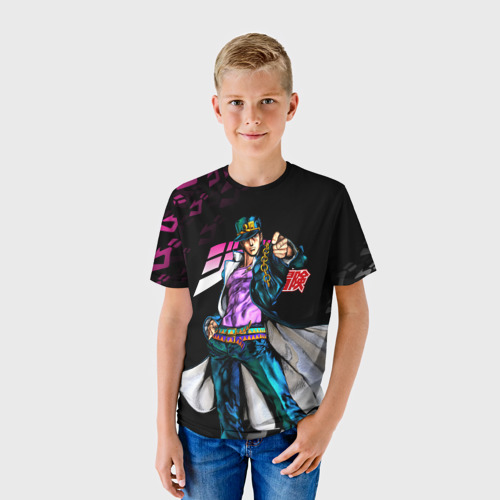 Детская футболка 3D с принтом Дзётаро смотрит, фото на моделе #1