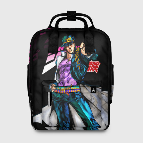 Женский рюкзак 3D с принтом Дзётаро смотрит, вид спереди #2